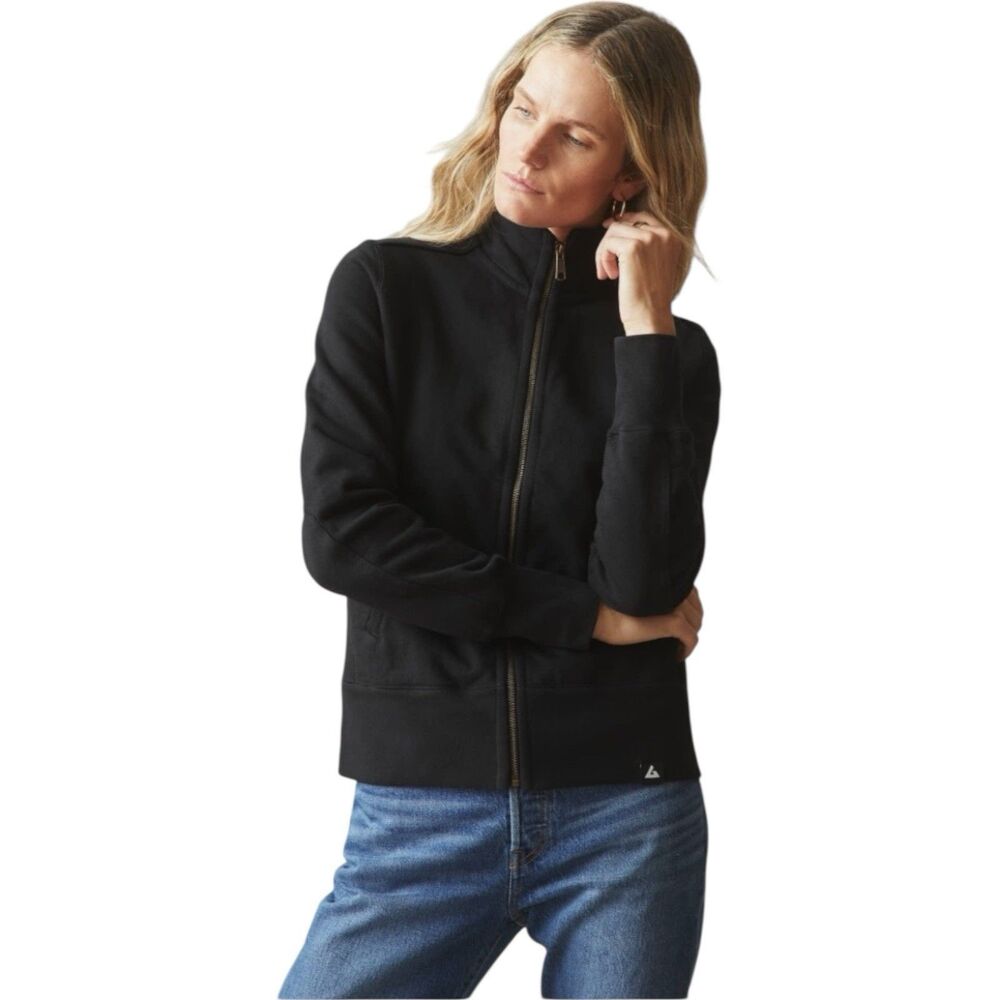 American Giant Moto Jacket Women Large Black Full Zip Heavyweight Fitted USA NEW